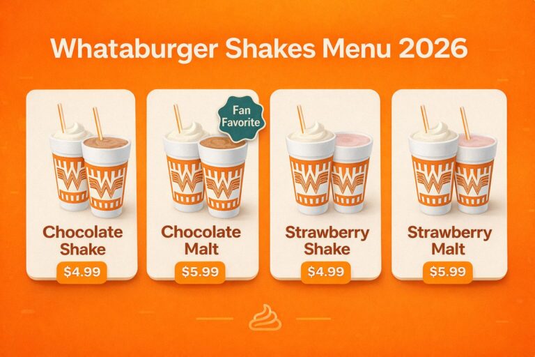Whataburger Shakes Menu with Prices & Calories 2026